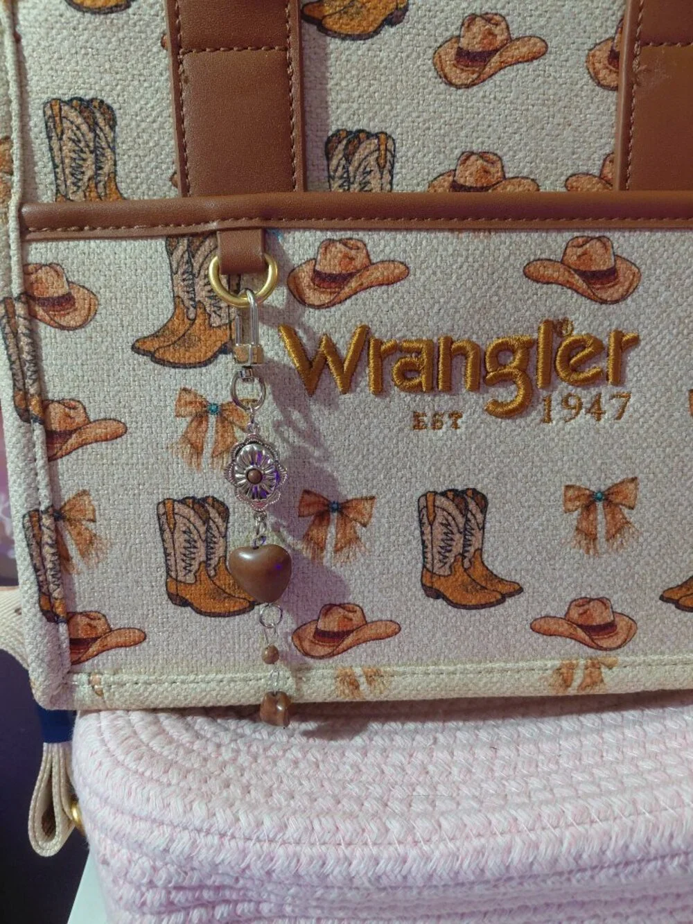 Wrangler Rodeo Icons Tote Bags Medium Satchel Handbags Western Canvas Top Handle - Picture 3 of 7